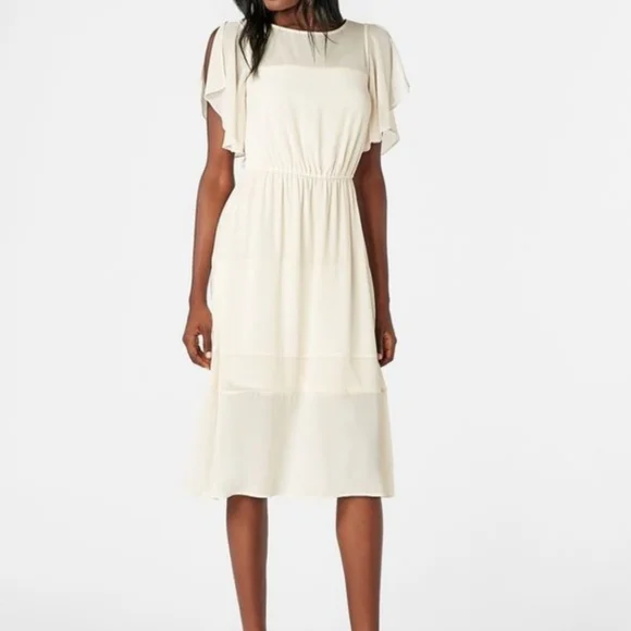 JustFab | Dresses | Justfab Short Sleeve Midi Dress In Cream Womens Size Xs  | Poshmark